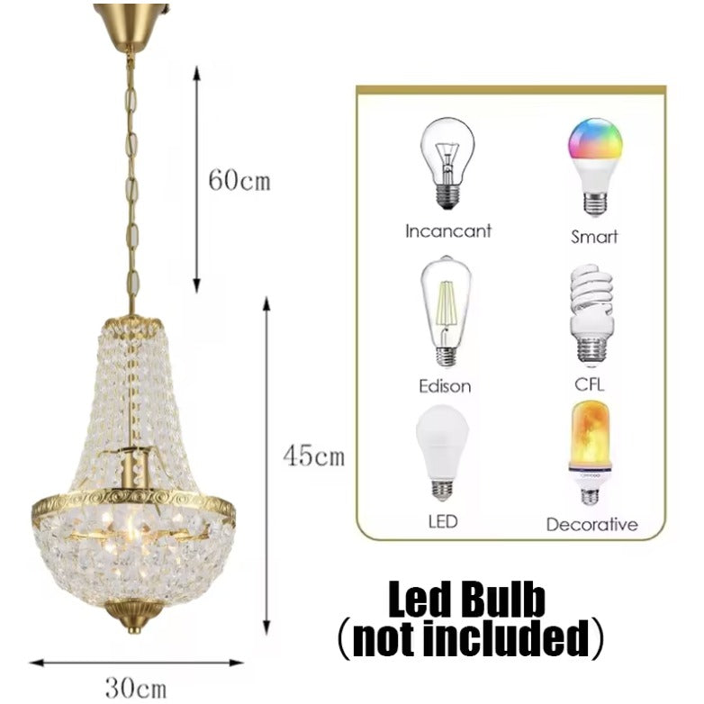 Antique crystal chandelier dimensions and compatible bulb types