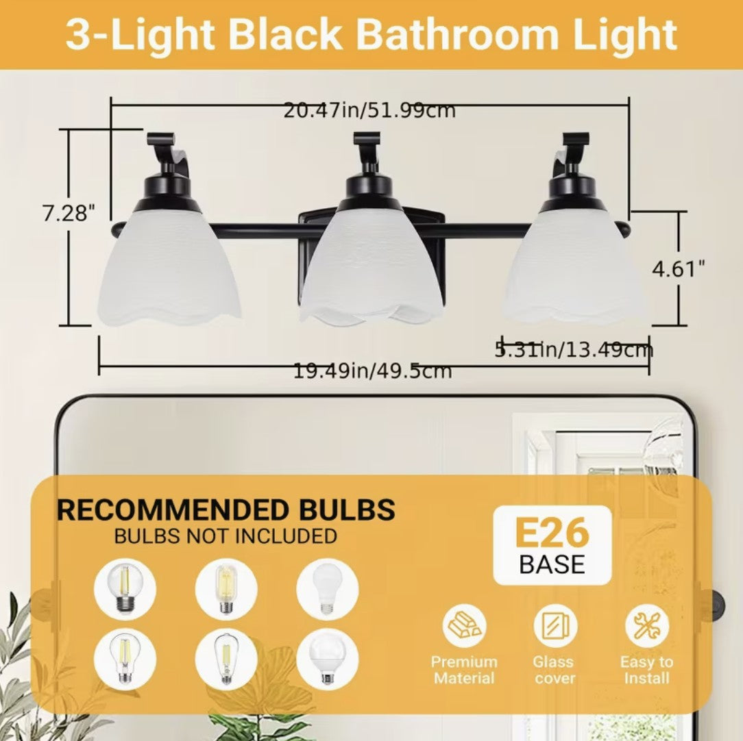Bathroom vanity light dimensions, 20.47 inches wide, E26 base