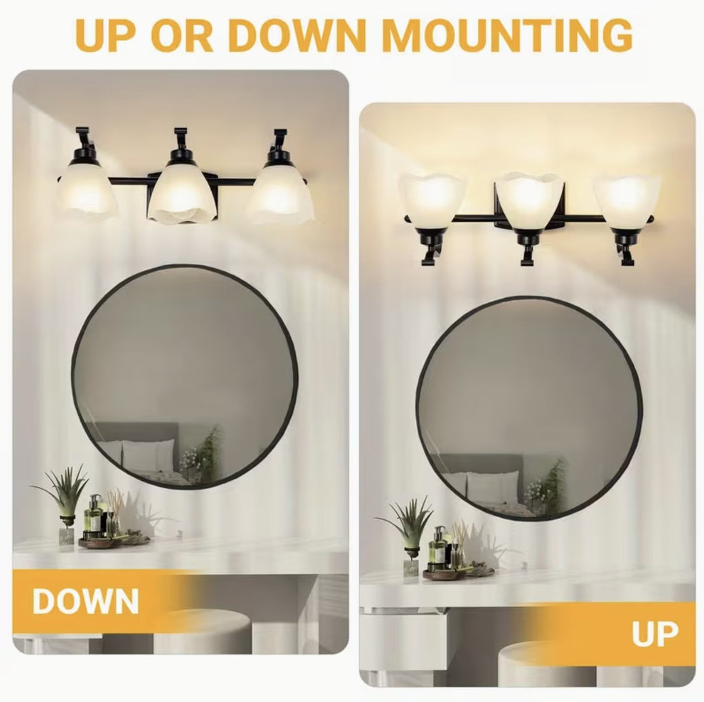 Bathroom vanity light mounted facing up or facing down