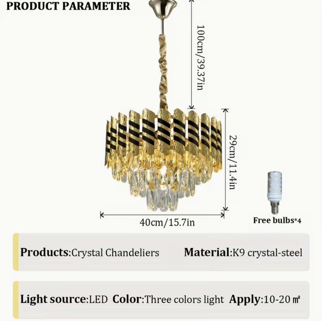 Black and gold crystal chandelier product parameters