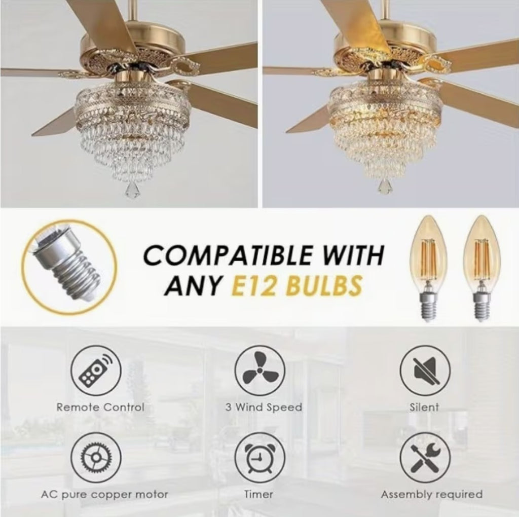 Remote control, three speeds, timer and copper motor of the ceiling fan