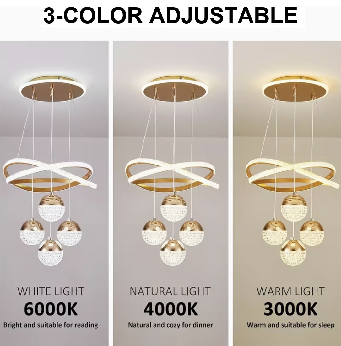 Three colour settings of the LED chandelier, 6000K, 4000K and 3000K