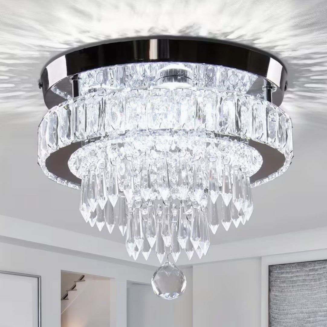 LED crystal flush mount ceiling light dimensions, 30 cm diameter and 22 W