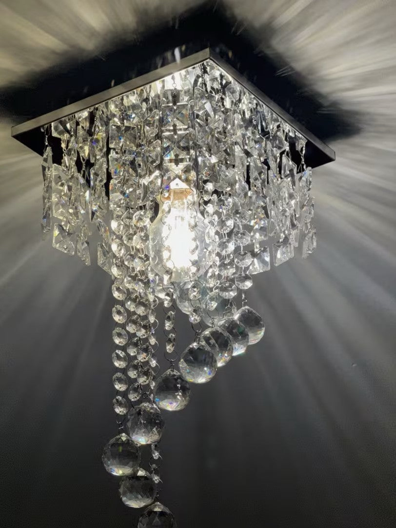 Close-up of the K9 crystal facets of the mini crystal chandelier
