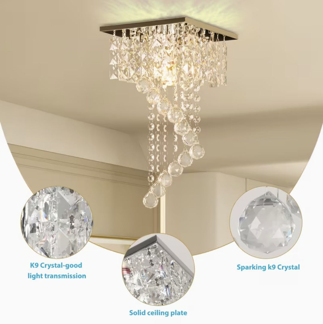 K9 crystal detail and solid ceiling plate of the mini crystal chandelier Image