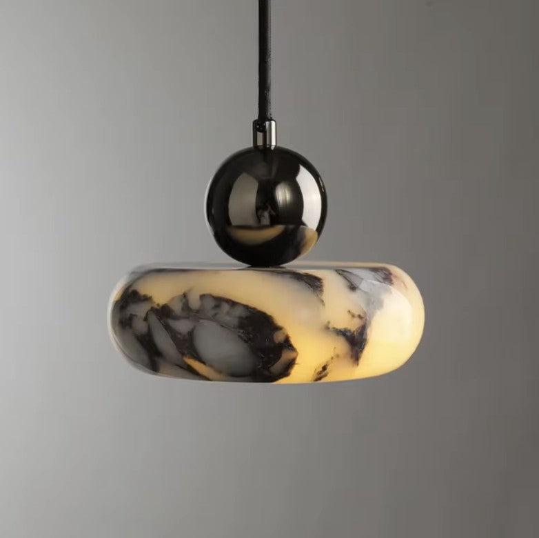 Natural stone mini pendant light in Calacatta Viola marble Image