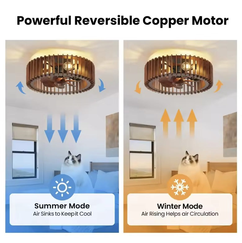 Reversible copper motor, summer and winter airflow modes