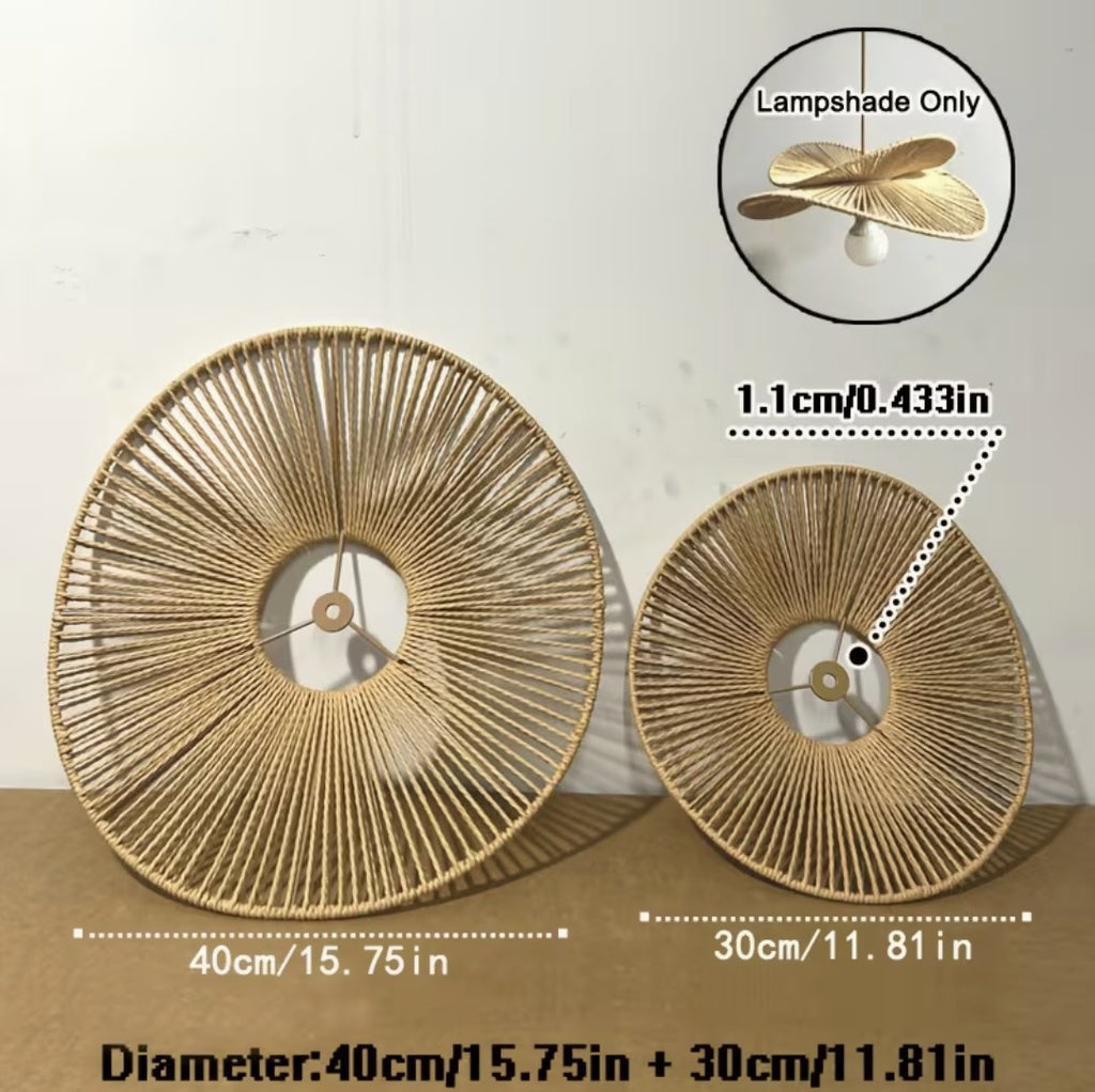 Woven pendant light dimensions, 40 cm and 30 cm discs