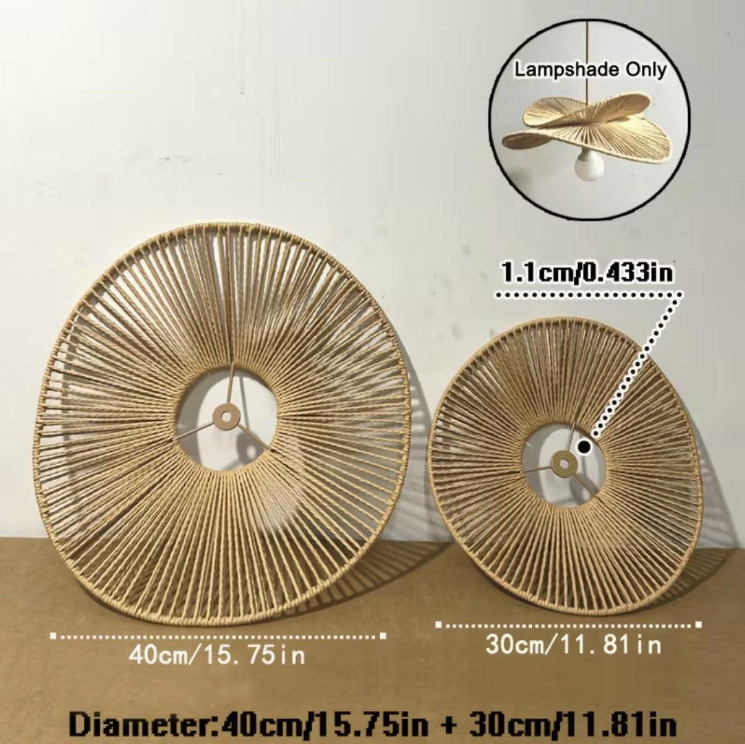 Woven pendant light dimensions, 40 cm and 30 cm discs